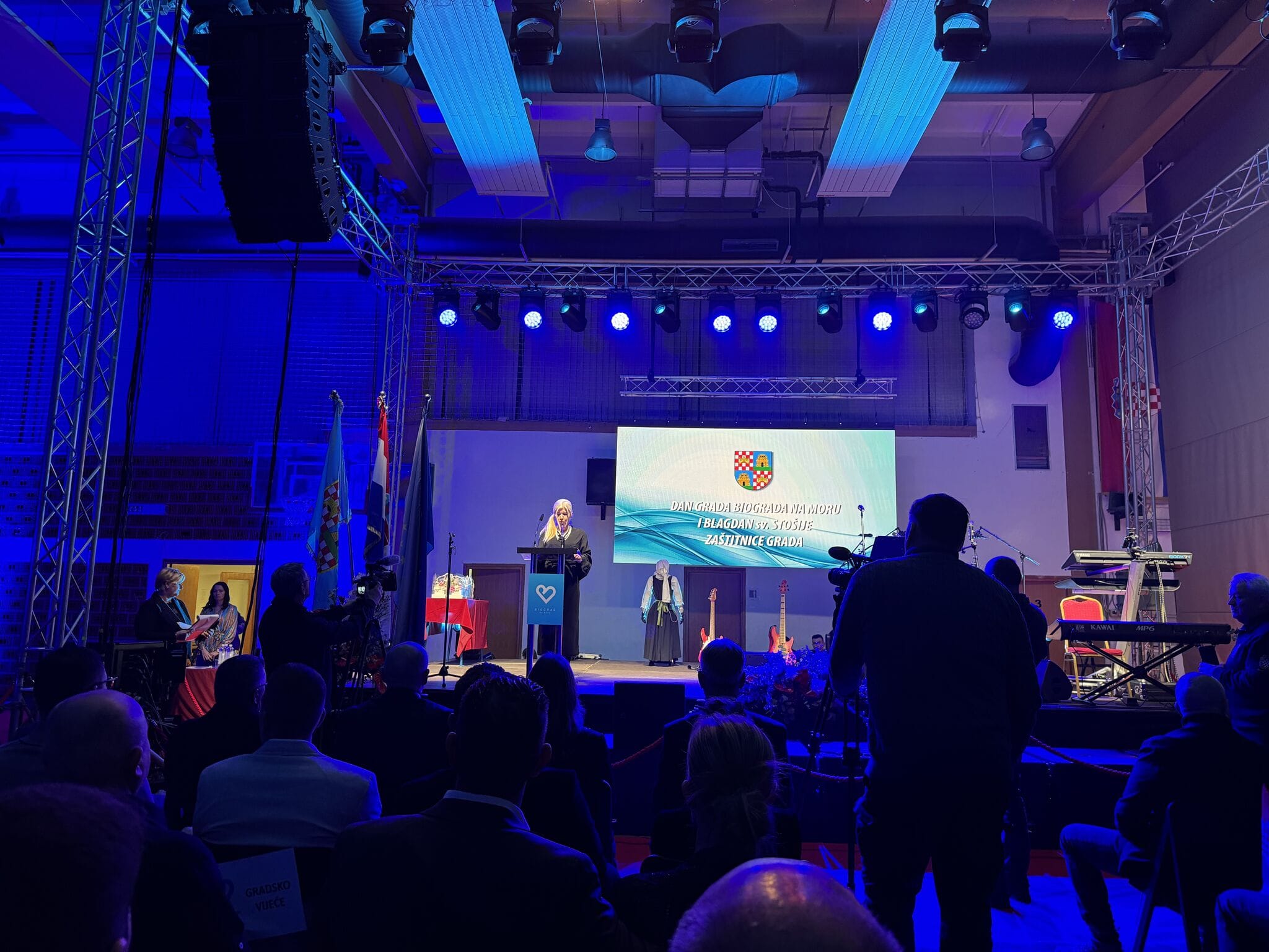 Humanoid robot Tonka on stage in the Biograd na Moru sports hall