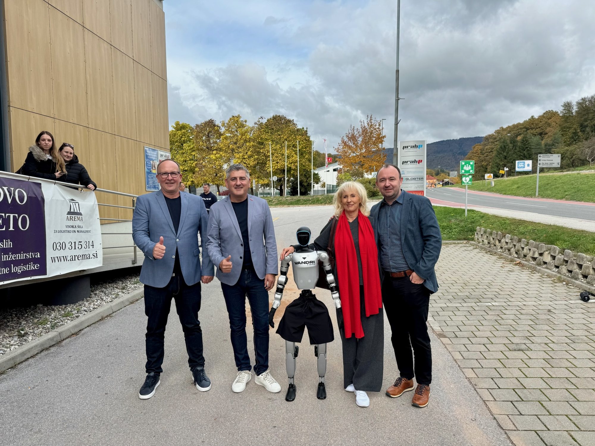Jože with Igor Prah and guests in front of AREMA in Rogaška Slatina