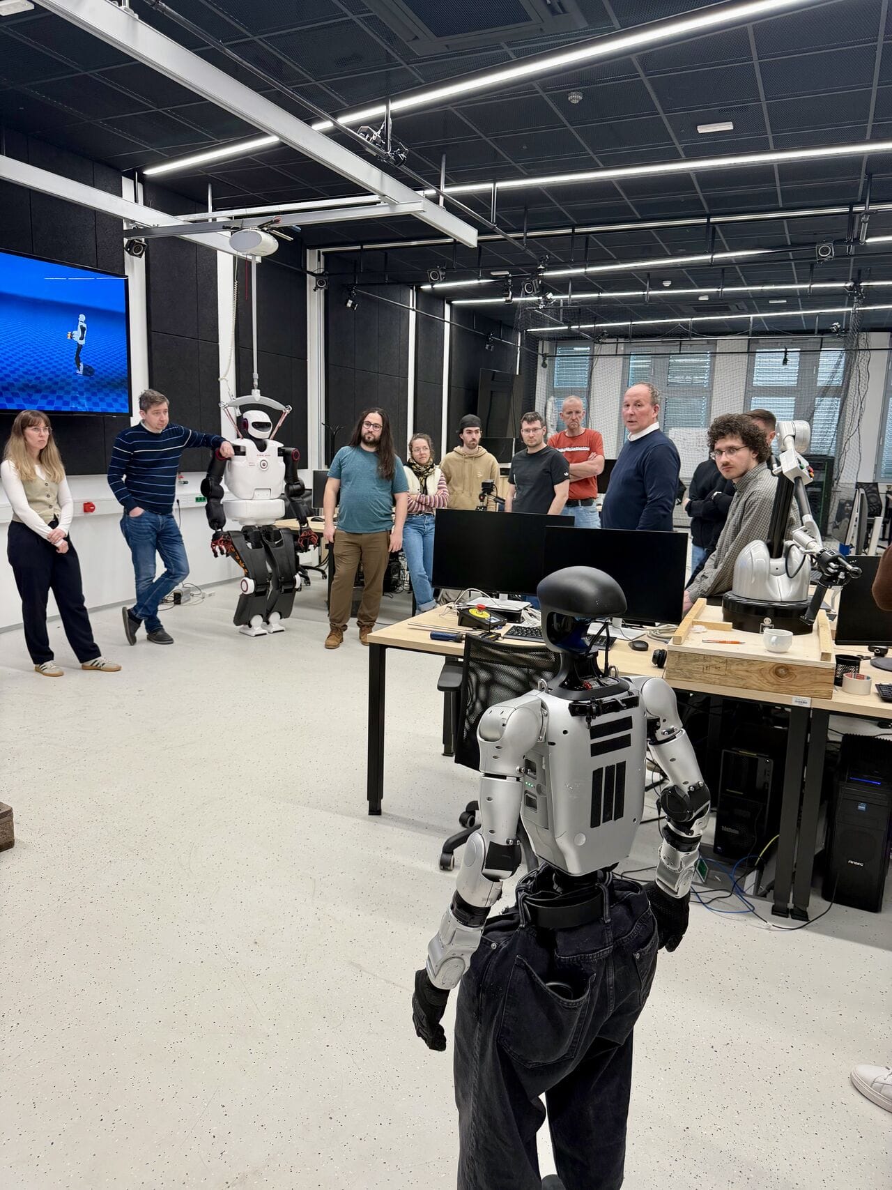 Humanoid robot Jože demonstrating in the IJS robotics laboratory